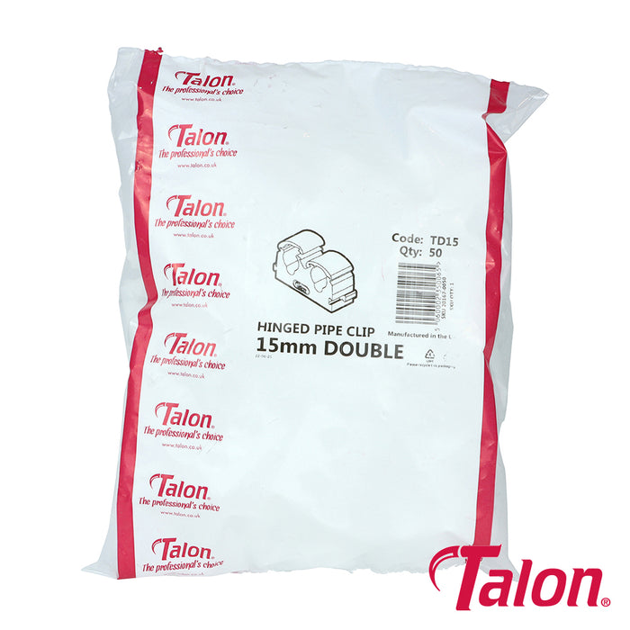 Talon Double Hinged Pipe Clips White ( Various Sizes Available )